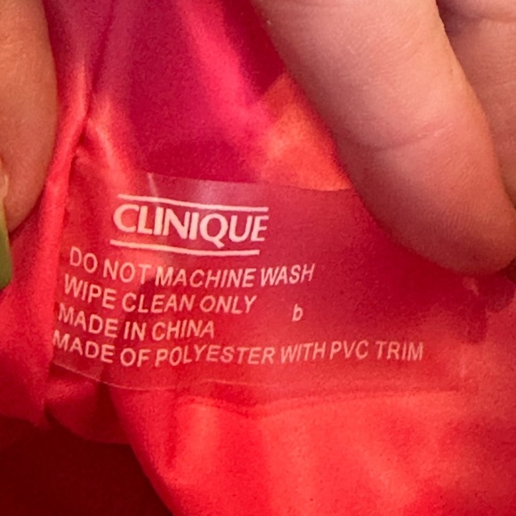 Clinique Pink Tote Bag Polyester PVC Trim Large Shoulder Shopper Makeup Travel - Picture 7 of 11